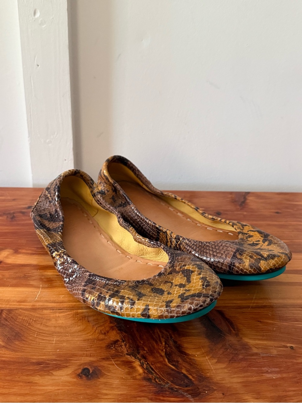 Tieks Mocha Brown Snake Leather Ballet Flats